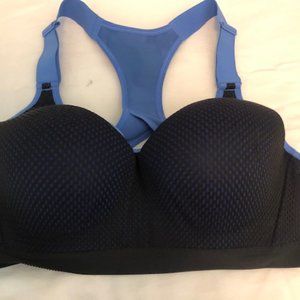 Two Victoria Secret Sports Bras 36C Black/Blue/Blk